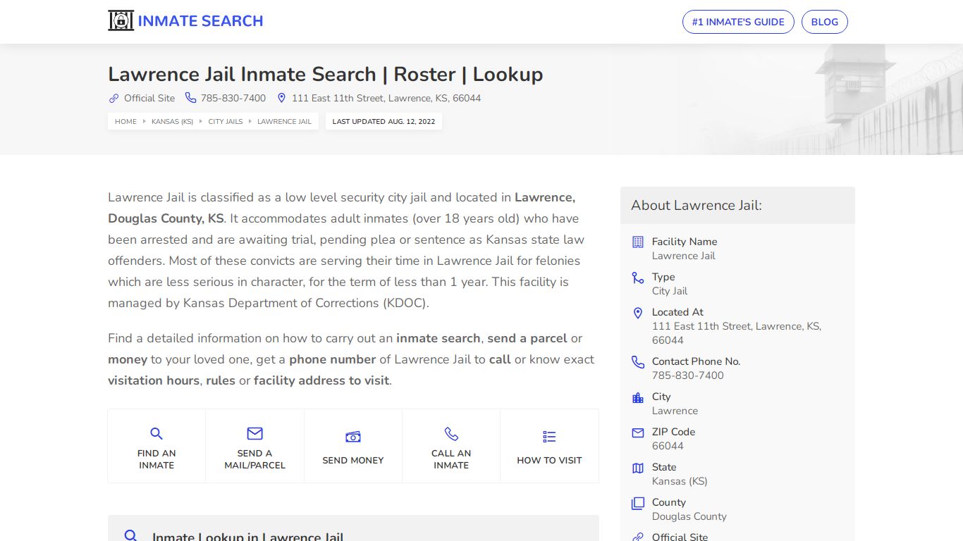 Lawrence Jail Inmate Search | Roster | Lookup